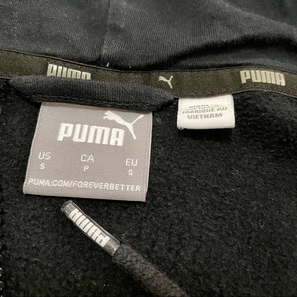 PUMA Black Hooded Zip Up Sweatshirt Jacket Coat Small Unisex  Casual - Picture 9 of 16